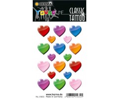 Ajutised tätoveeringud Classic Tattoo - värvilised südamed